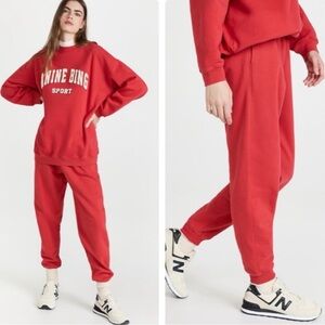 Anine Bing Sport Tyler Jogger Sweatpants Red Size Large Fleece